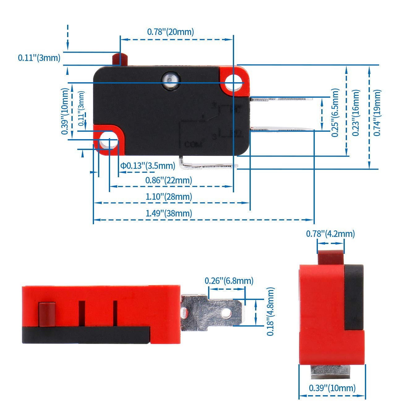 Interruptor de limite V-15-1C25 SPDT 250 V 15A 125V 600mA