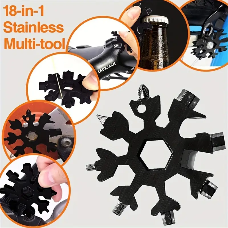 Multiherramienta 18 en 1 en forma de copo de nieve  Negro