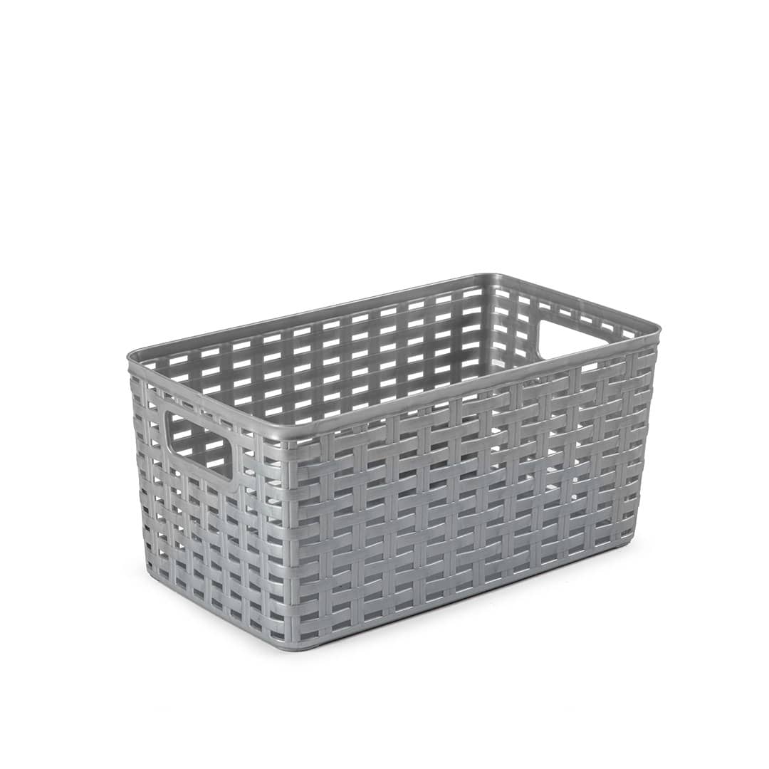 Cesta de almacenamiento organizador Rattan mimbre 5 Litros Gris