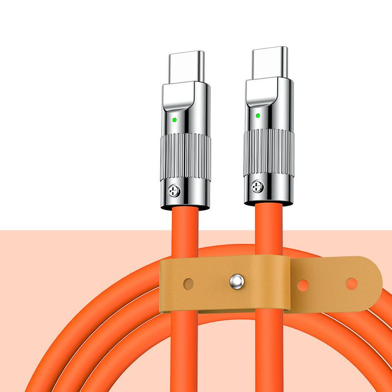 Cable USB tipo C de carga rápida 6A 120W silicona 1 M Naranja