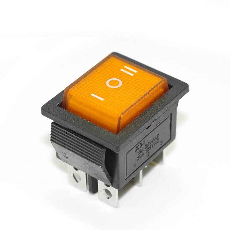 Interruptor basculante de 6 vias ON/OFF/ON  Naranja 16 A