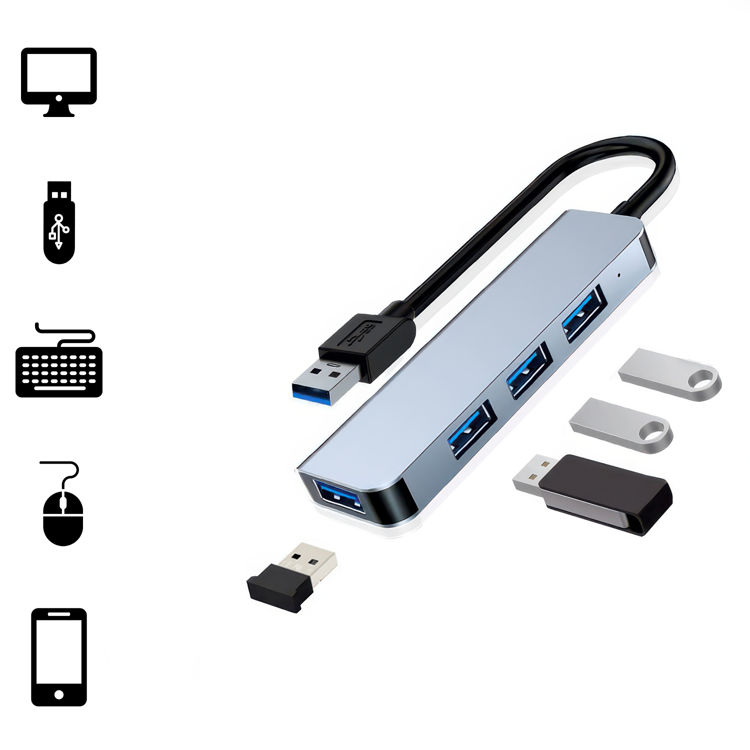 Hub USB 3.0 con 4 puertos 5V 2A