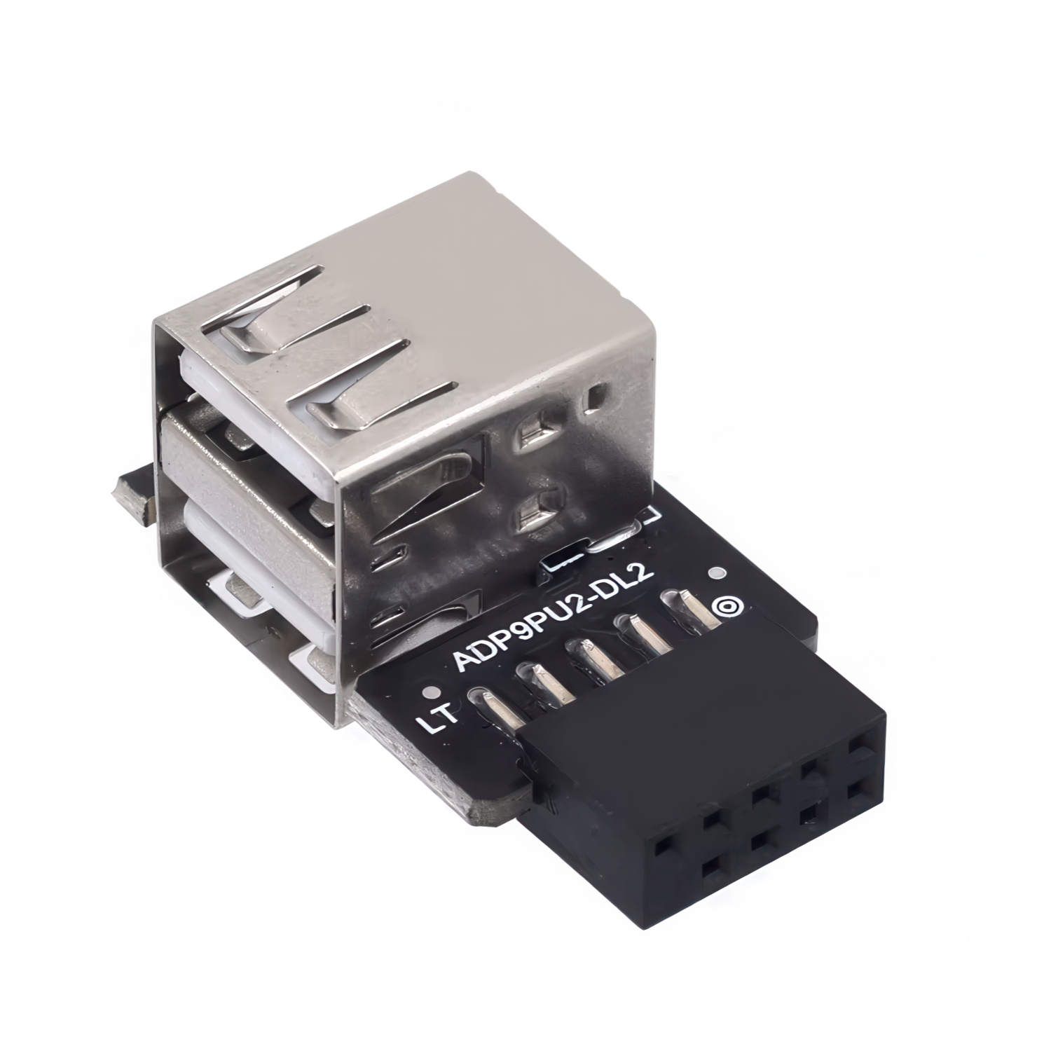 Adaptador panel frontal USB 2.0 hembra a 9 pines hembra doble izquierda