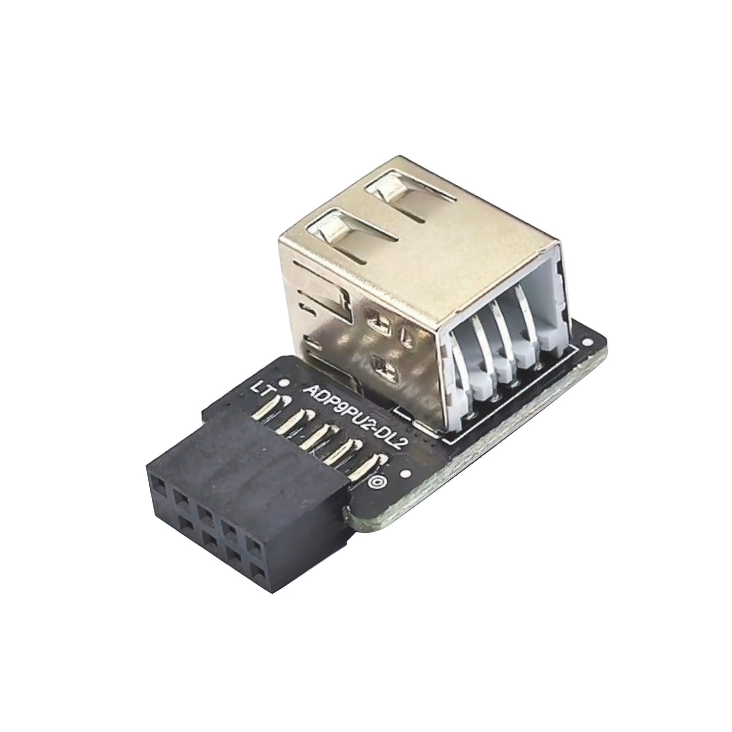Adaptador panel frontal USB 2.0 hembra a 9 pines hembra doble izquierda