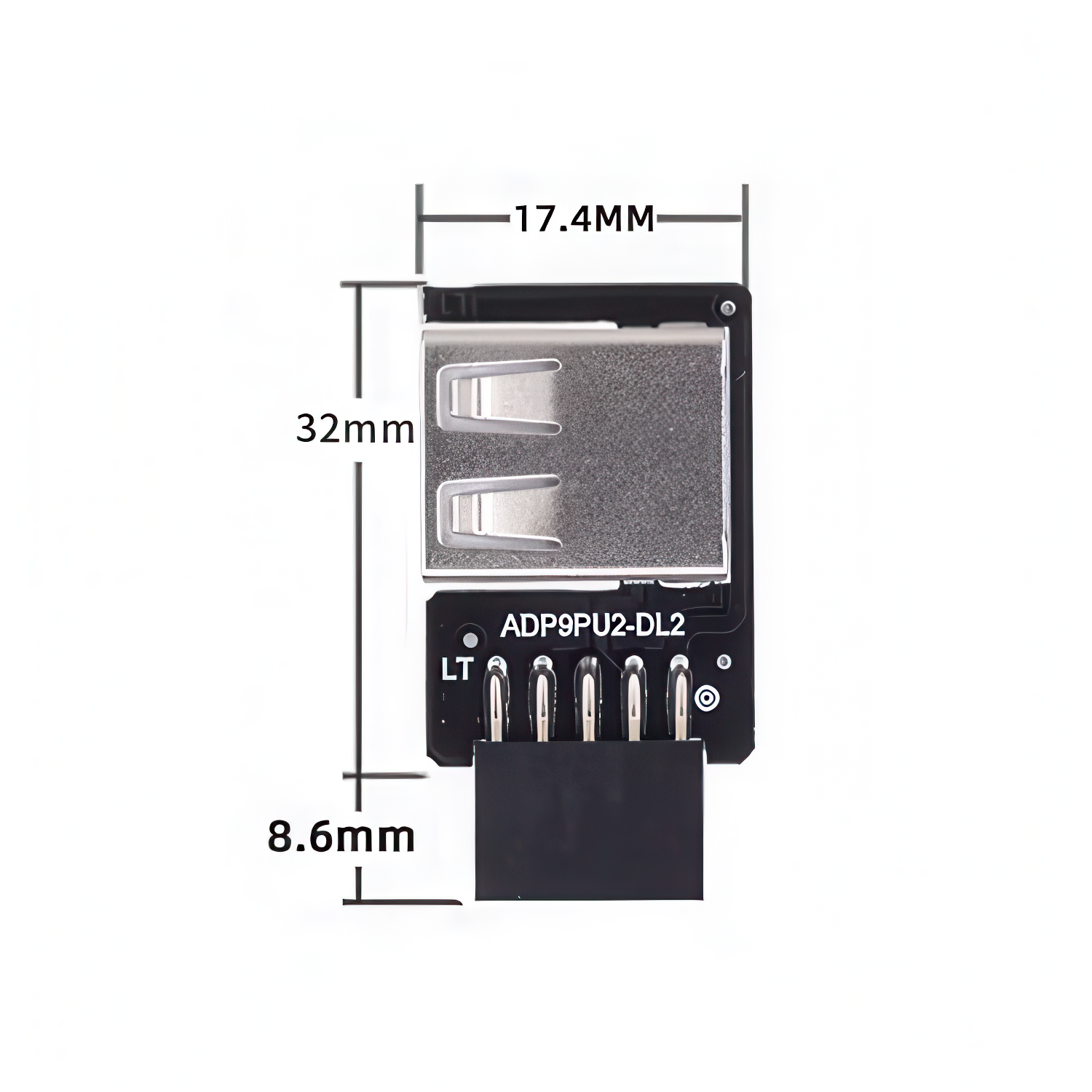 Adaptador panel frontal USB 2.0 hembra a 9 pines hembra doble izquierda