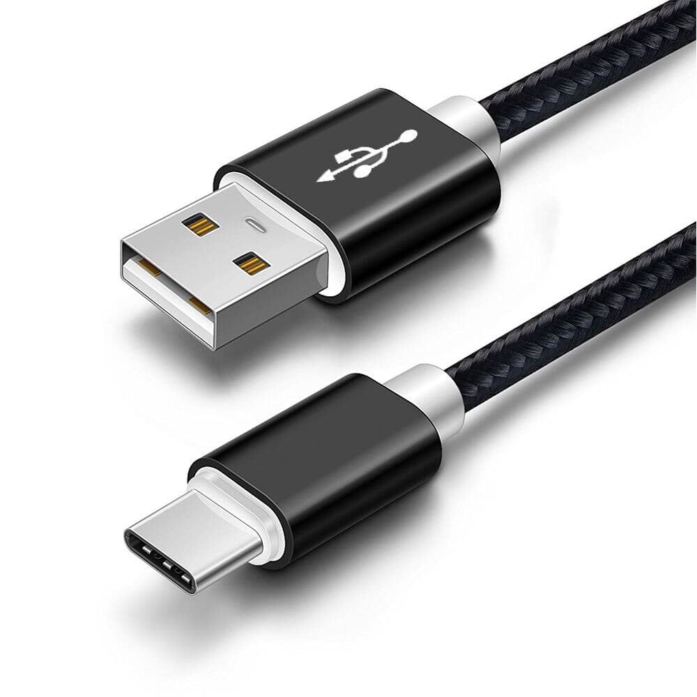 Cable USB C carga rápida y sincronización Nylon trenzado 3 M Negro 2A