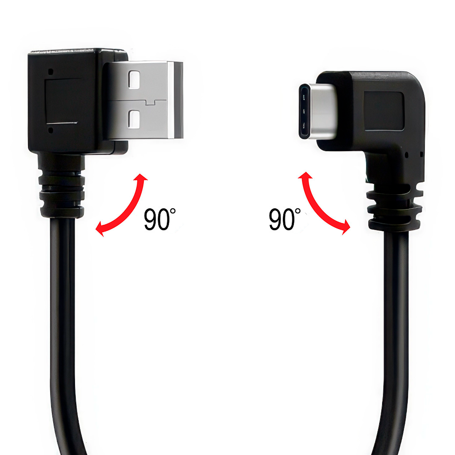 Cable USB Tipo A macho reversible - USB-C acodado 0.50 M 0.50 M Negro