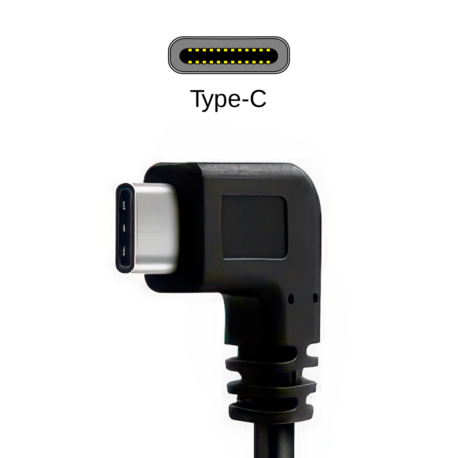 Cable USB Tipo A macho reversible - USB-C acodado 0.50 M 0.50 M Negro