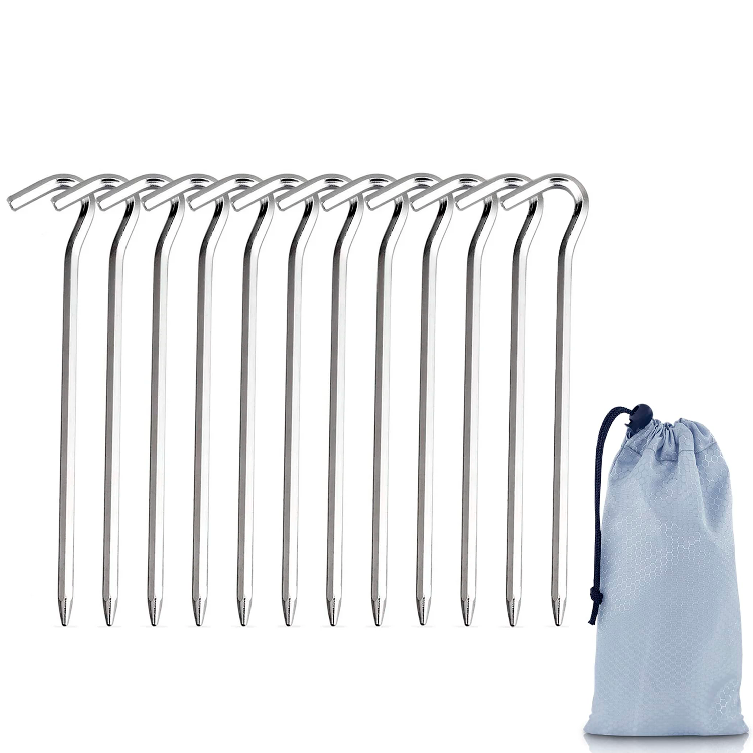 12 Piquetas De Camping Rígidas De Aluminio Para Terrenos duros, Ideales Para Camping, Toldos, Lonas 