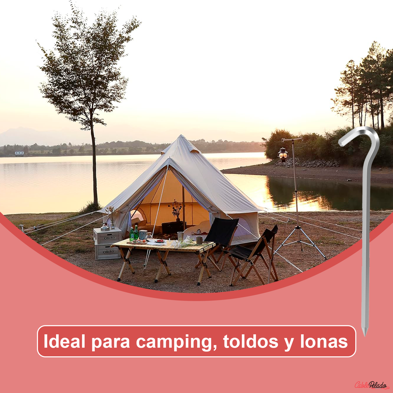 12 Piquetas De Camping Rígidas De Aluminio Para Terrenos duros, Ideales Para Camping, Toldos, Lonas 