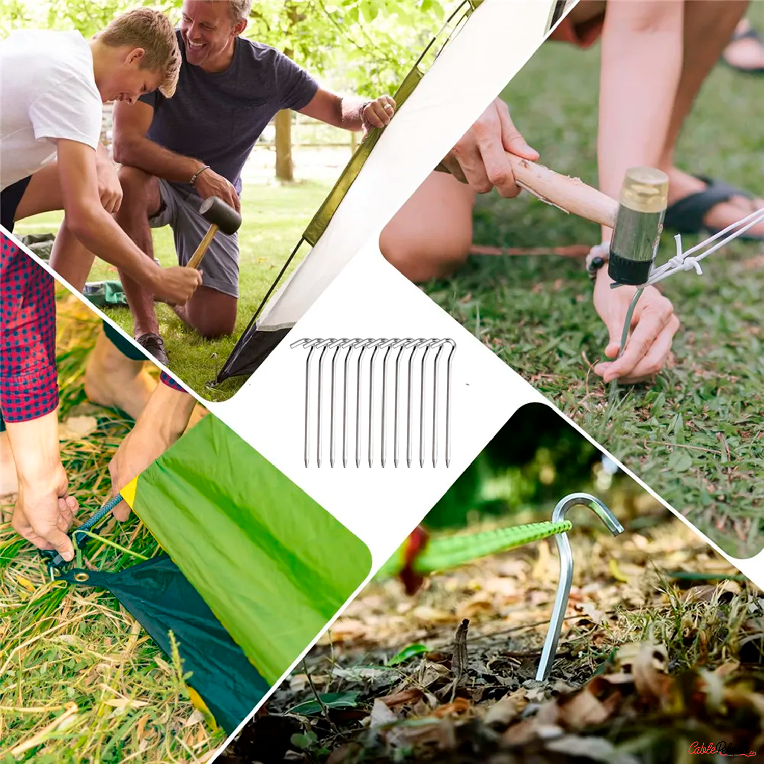 12 Piquetas De Camping Rígidas De Aluminio Para Terrenos duros, Ideales Para Camping, Toldos, Lonas 