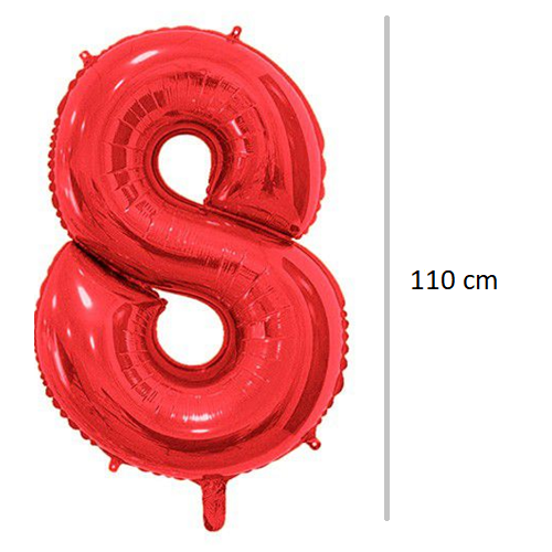 Globo de cumpleaños numero 8 110 cm Rojo
