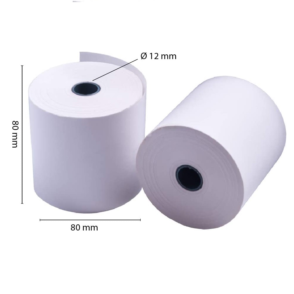 Rollo Papel Térmico para Sumadora Impresora TPV 80 Metros x 80 mm Blanco