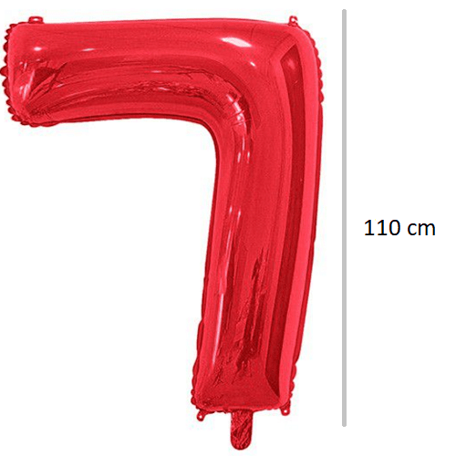 Globo de cumpleaños numero 7 110 cm Rojo
