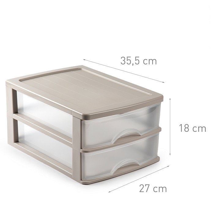 Torre de almacenamiento con 2 cajones sobremesa  Beige