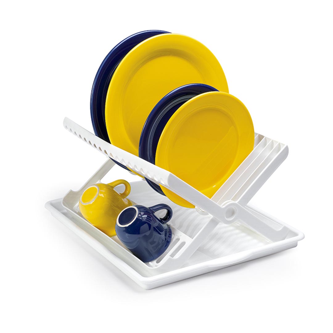 Escurreplato plegable de plastico con bandeja  Blanco
