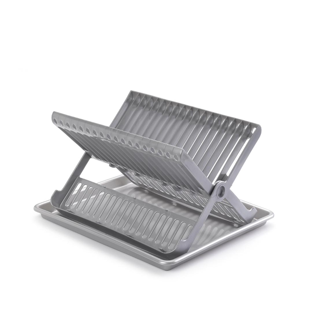 Escurreplato plegable de plastico con bandeja  Gris