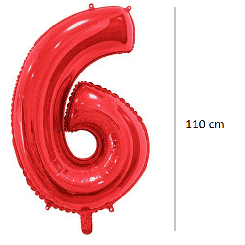Globo de cumpleaños numero 6 110 cm Rojo