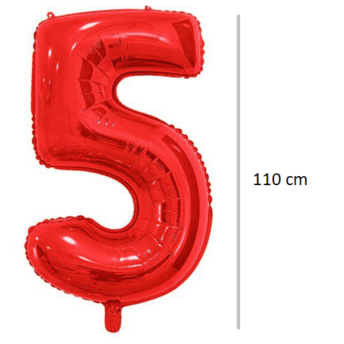 Globo de cumpleaños numero 5 110 cm Rojo