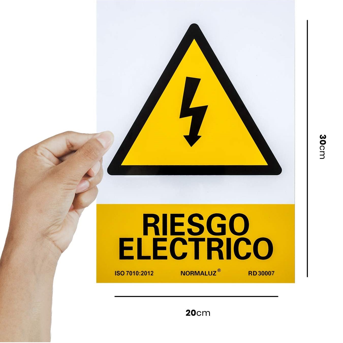 Señal Riesgo Electrico adhesivo PVC 21x30cm  Amarillo