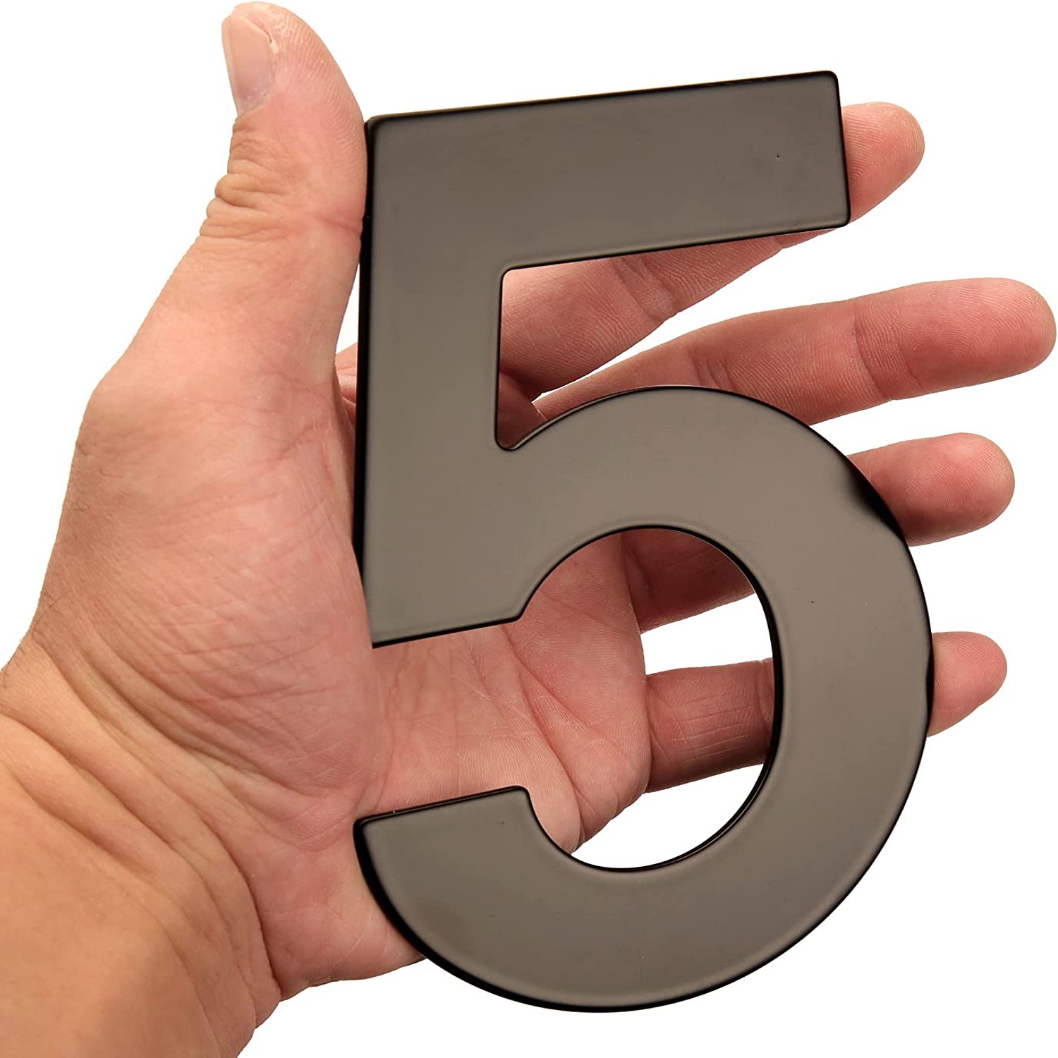Numero 5 en acero inoxidable 152 mm Negro