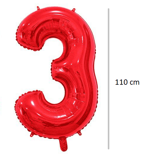 Globo de cumpleaños numero 3 110 ml Rojo