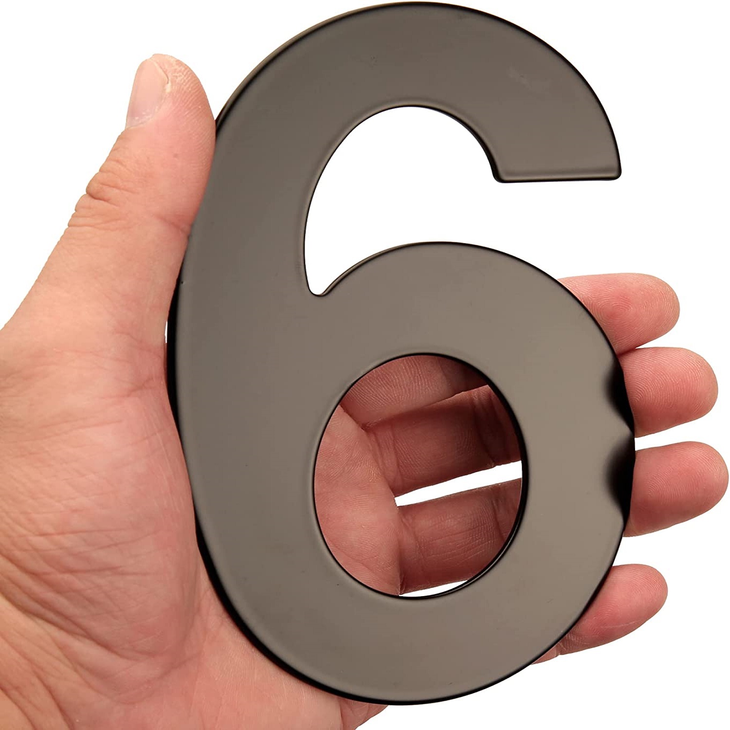 Numero 6 en acero inoxidable 152 mm Negro