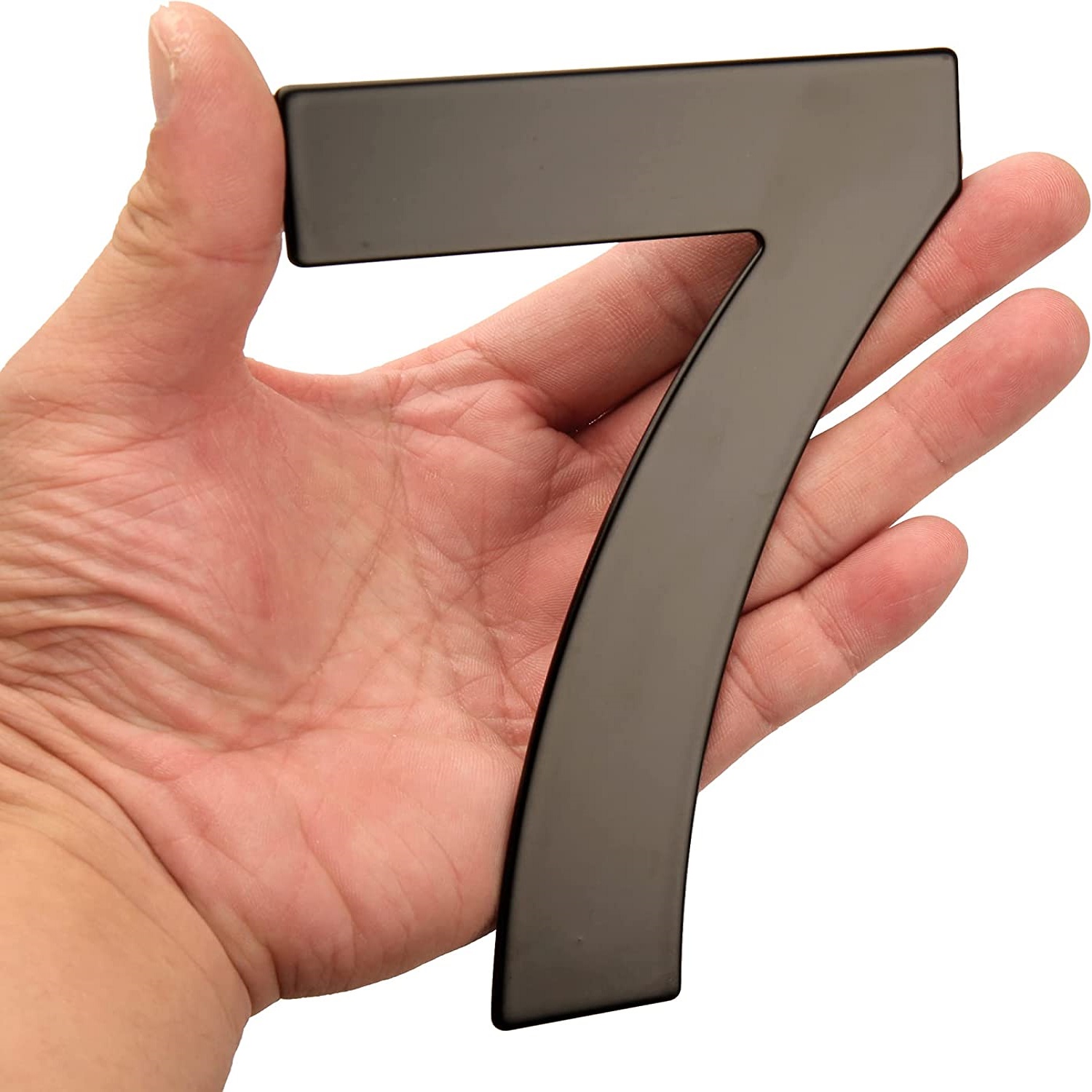 Numero 7 en acero inoxidable 152 mm Negro