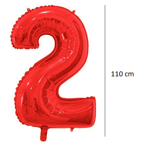 Globo de cumpleaños numero 2 110 cm Rojo