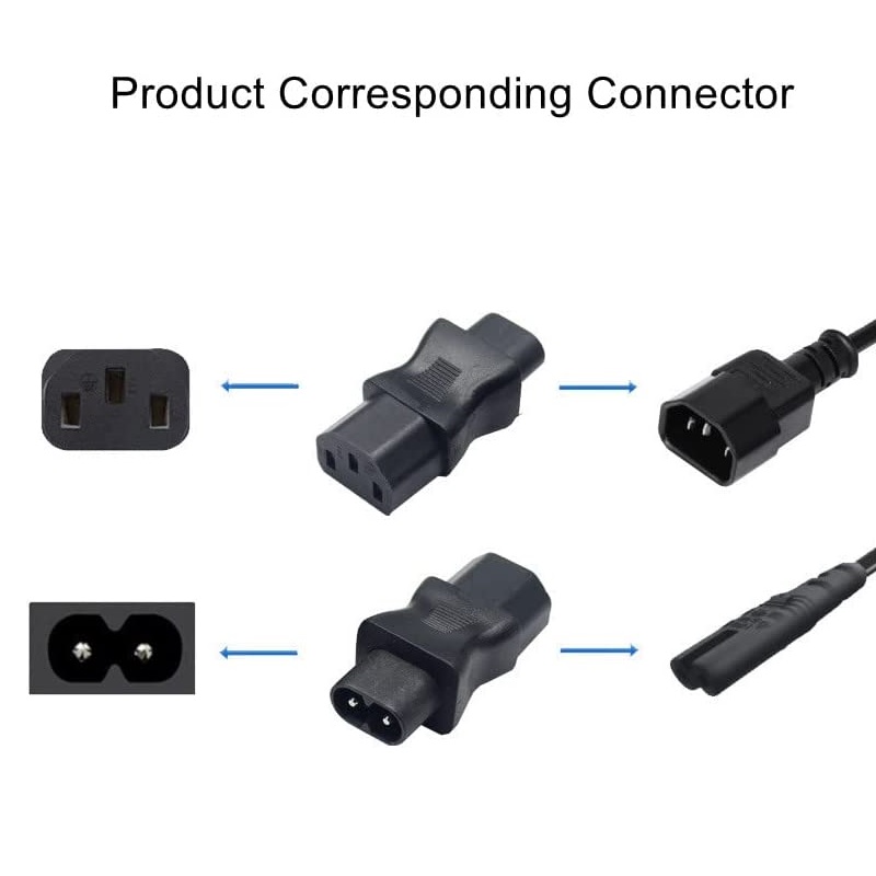 Adaptador alimentacion C13 hembra a C8 macho  Negro