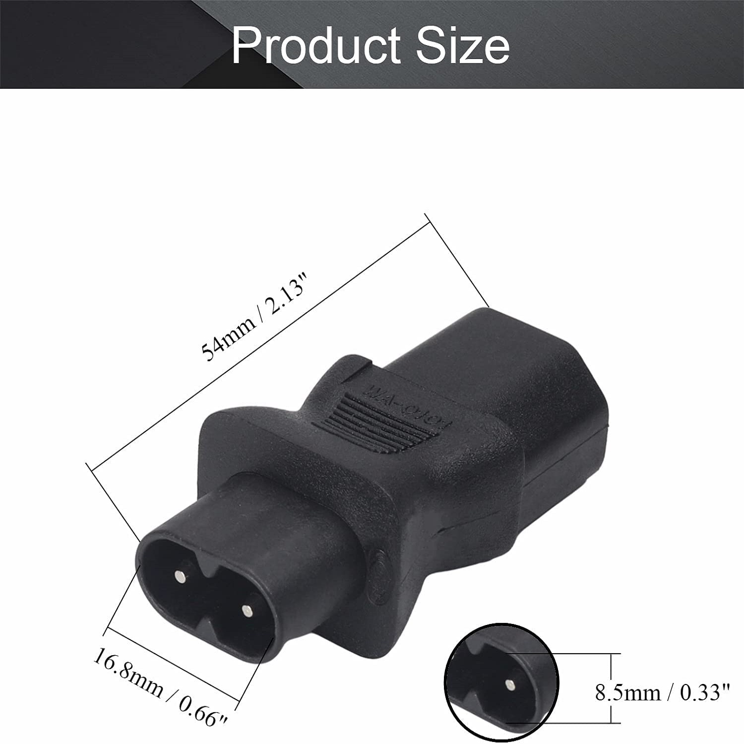 Adaptador alimentacion C13 hembra a C8 macho  Negro