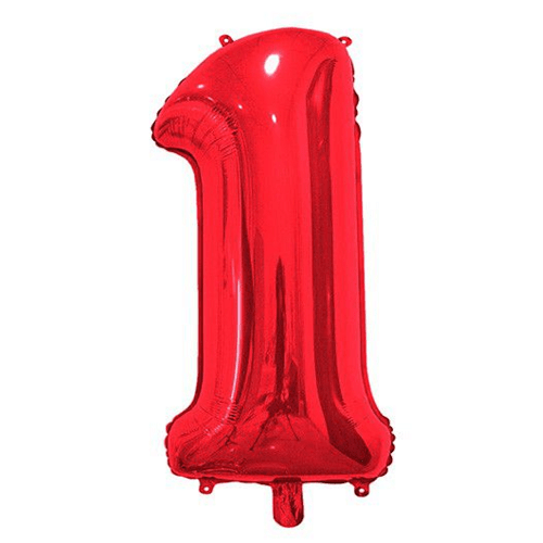 Globo de cumpleaños numero 1 110 cm Rojo