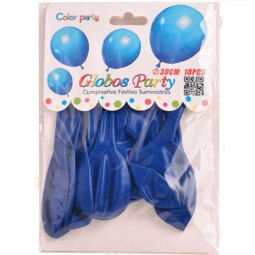 Globo de latex (10 uds) 30 cm Azul