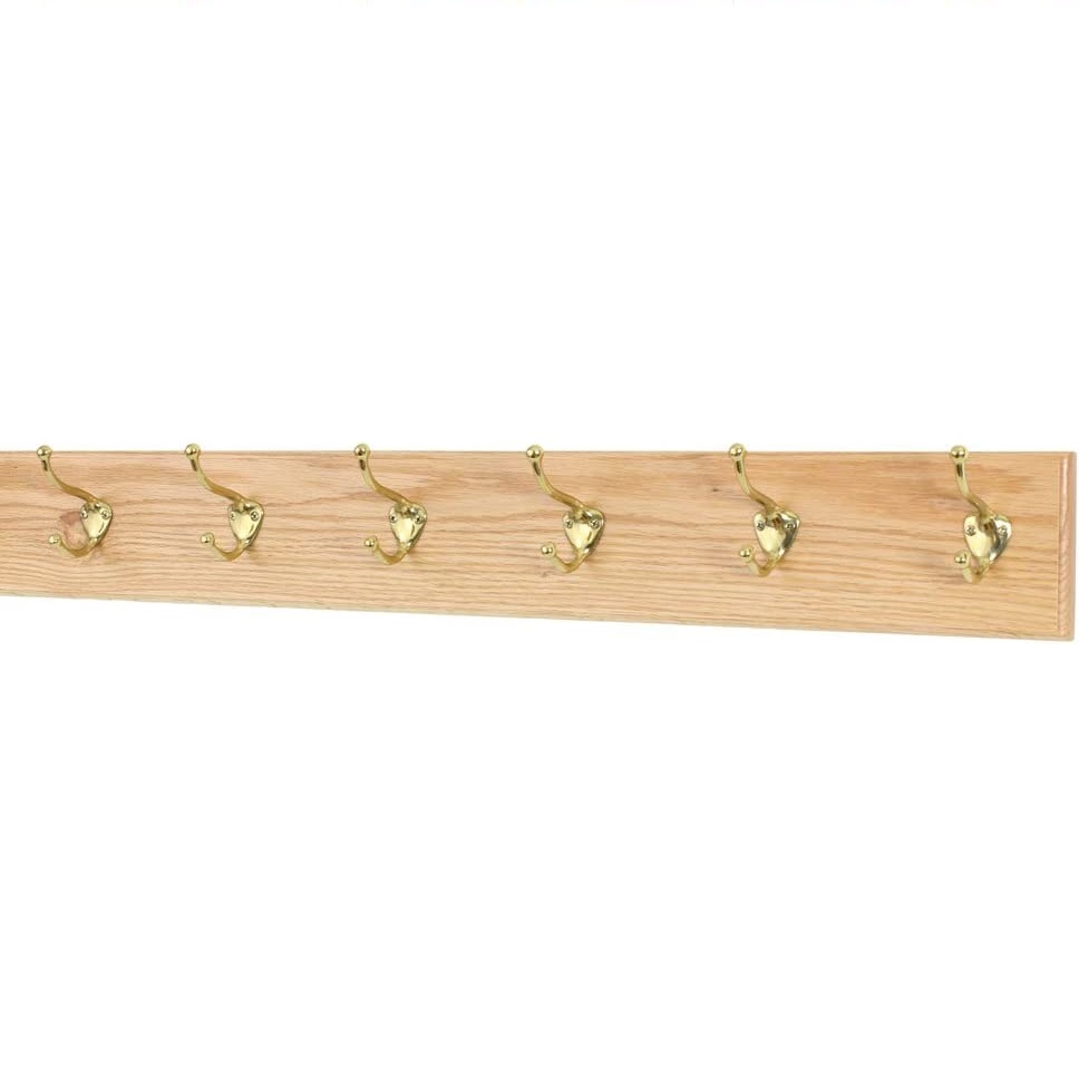 Perchero madera 6 ganchos de metal pared atornillar