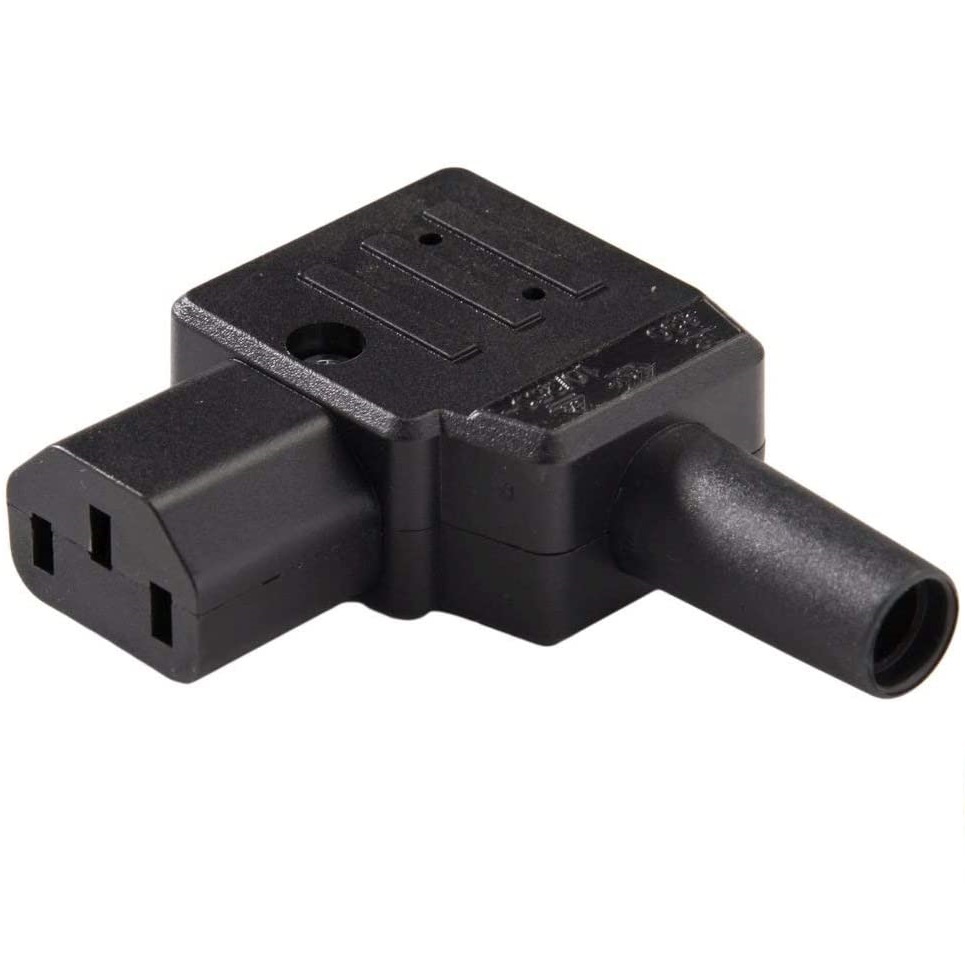 Conector alimentacion C13 IEC acodado hembra