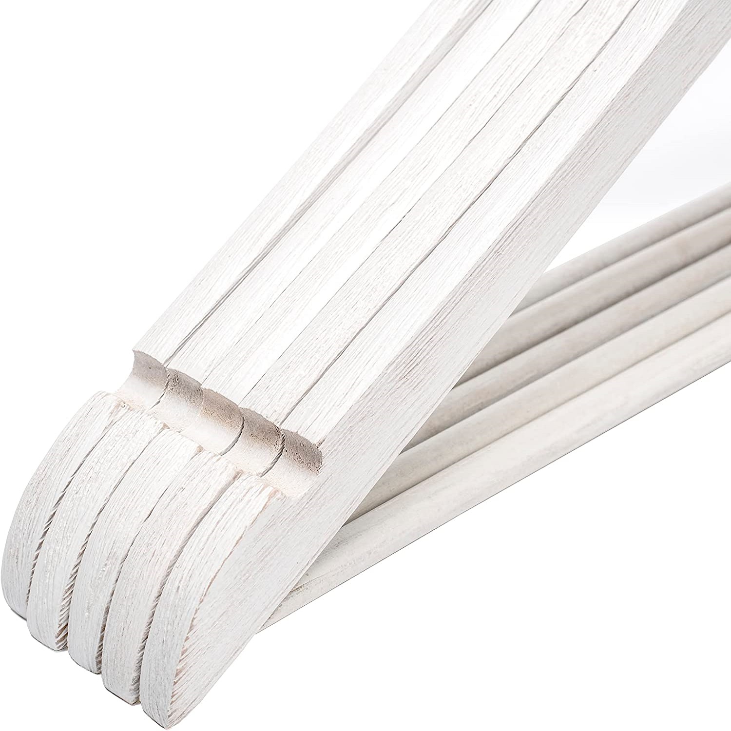 Pack 3 perchas de madera organizador con barra pantalon  Blanco