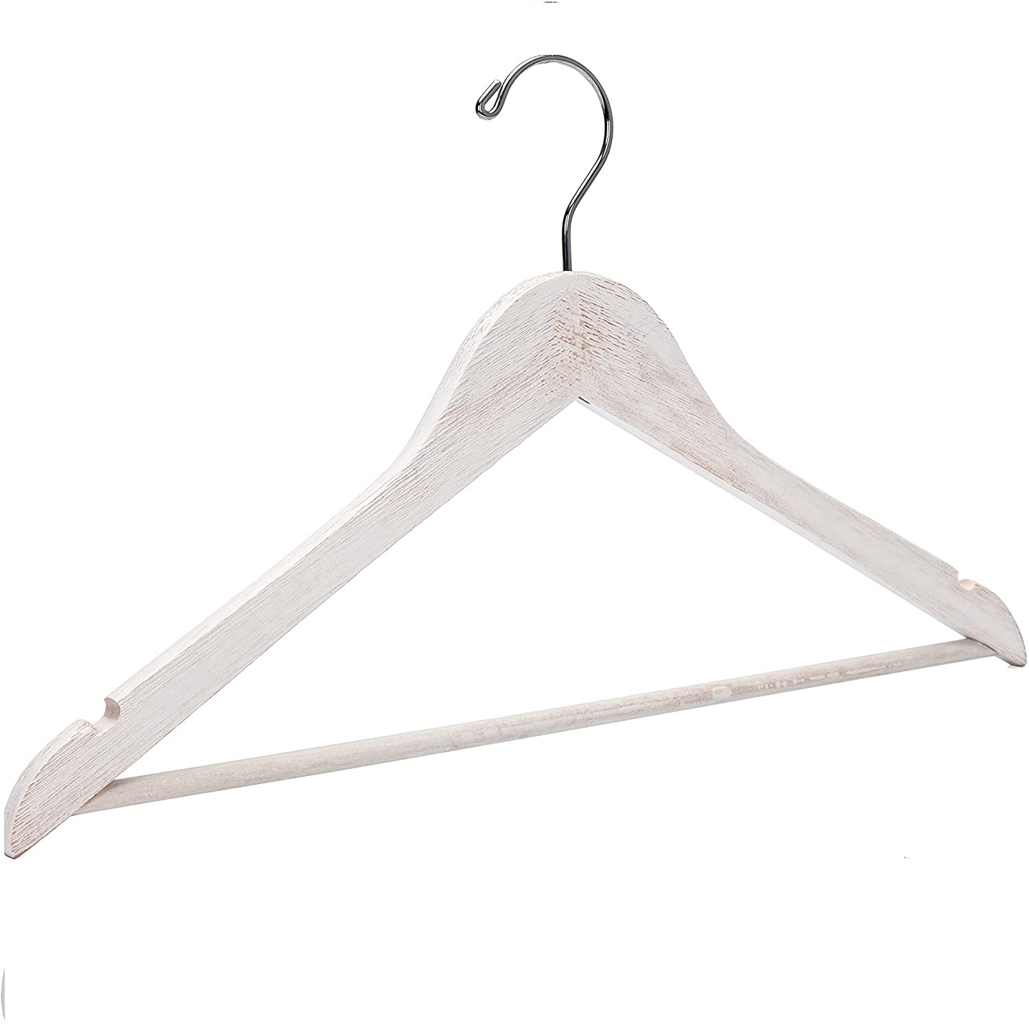 Pack 3 perchas de madera organizador con barra pantalon  Blanco