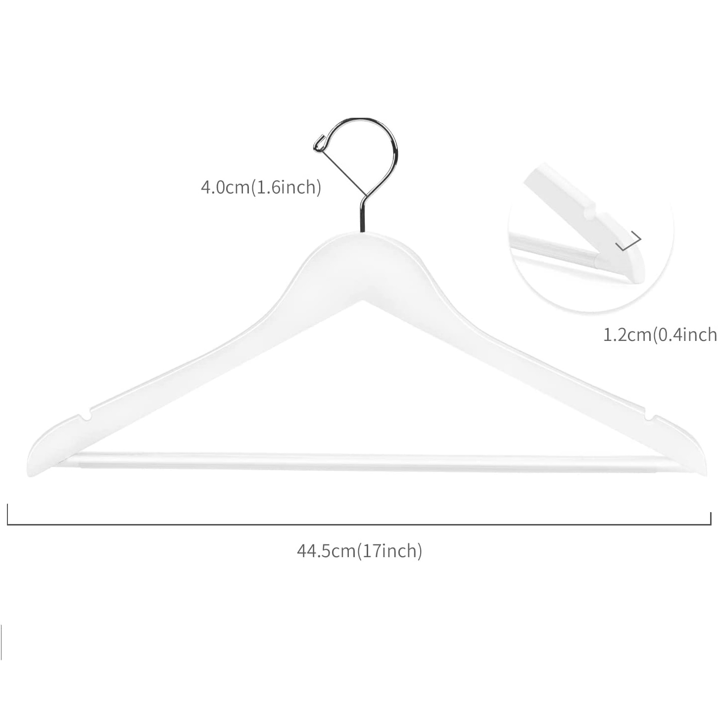 Pack 3 perchas de madera organizador con barra pantalon  Blanco
