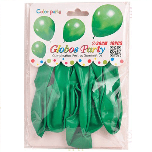 Globo de latex (10 uds) 30 cm Verde oscuro