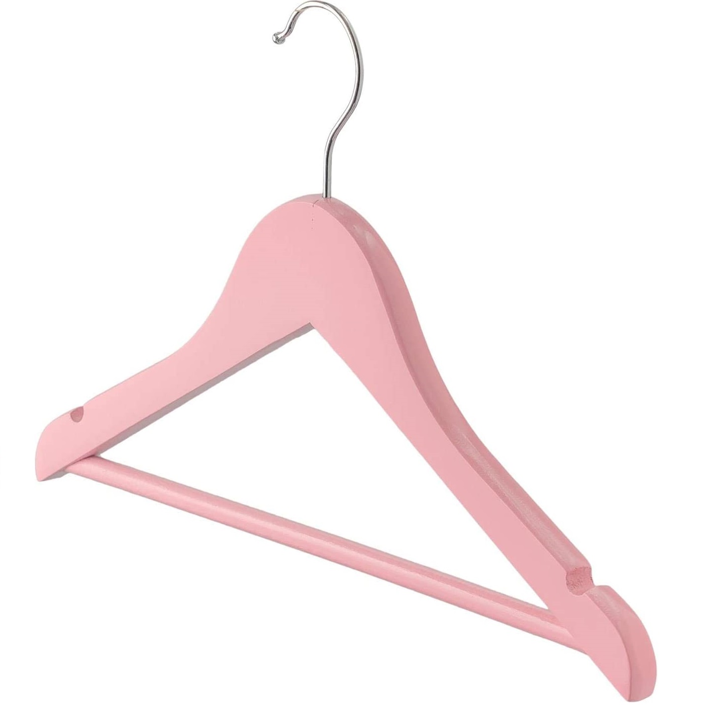 Pack 3 perchas de madera organizador con barra pantalon  Rosa