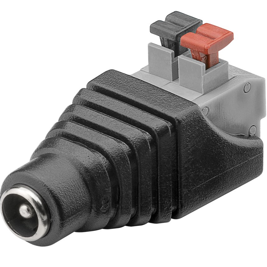 Conector DC hembra 5.5 x 2.1 mm terminal  Negro