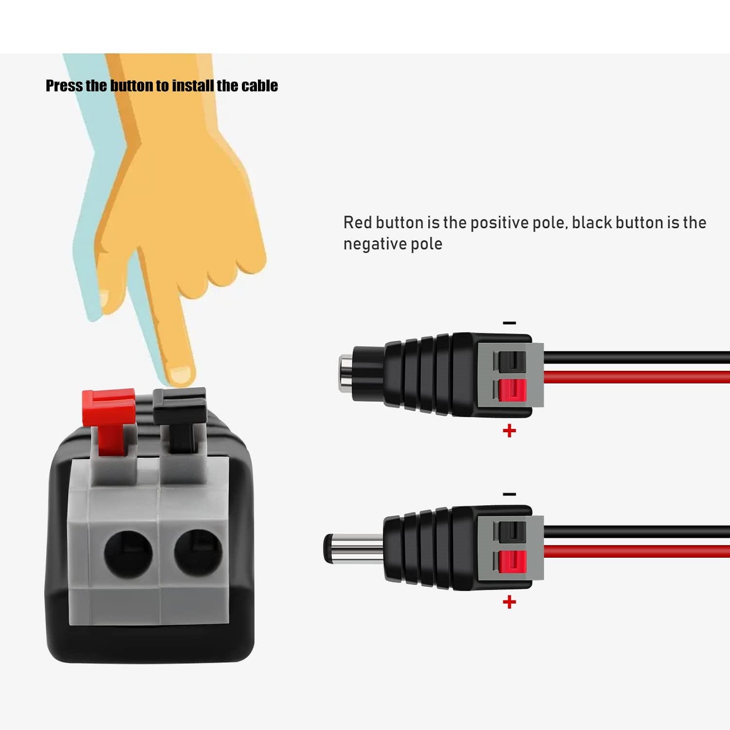 Conector DC hembra 5.5 x 2.1 mm terminal  Negro