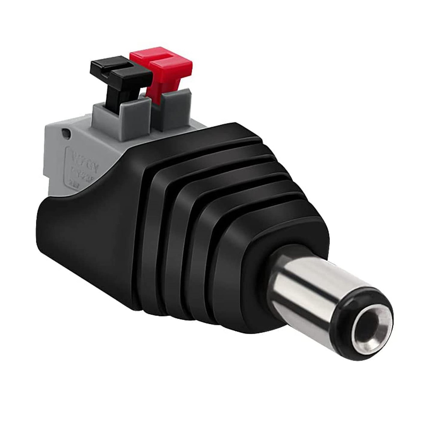 Conector DC macho 5.5 x 2.1 mm terminal  Negro