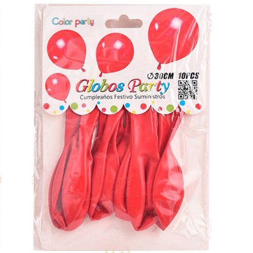 Globo de latex (10 uds) 30 cm Rojo