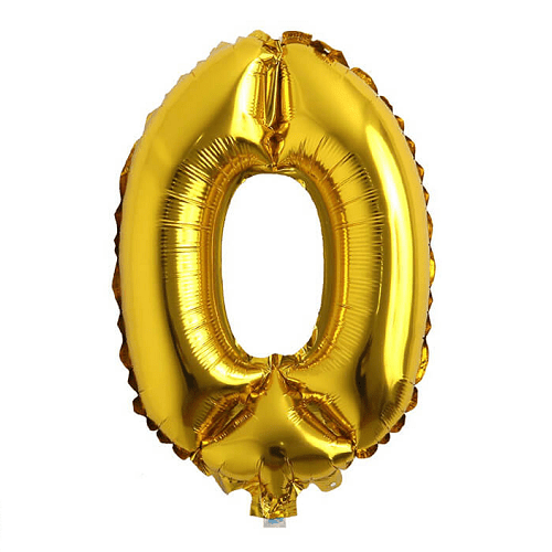 Globo de cumpleaños numero 0 45 cm Dorado