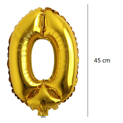 Globo de cumpleaños numero 0 45 cm Dorado