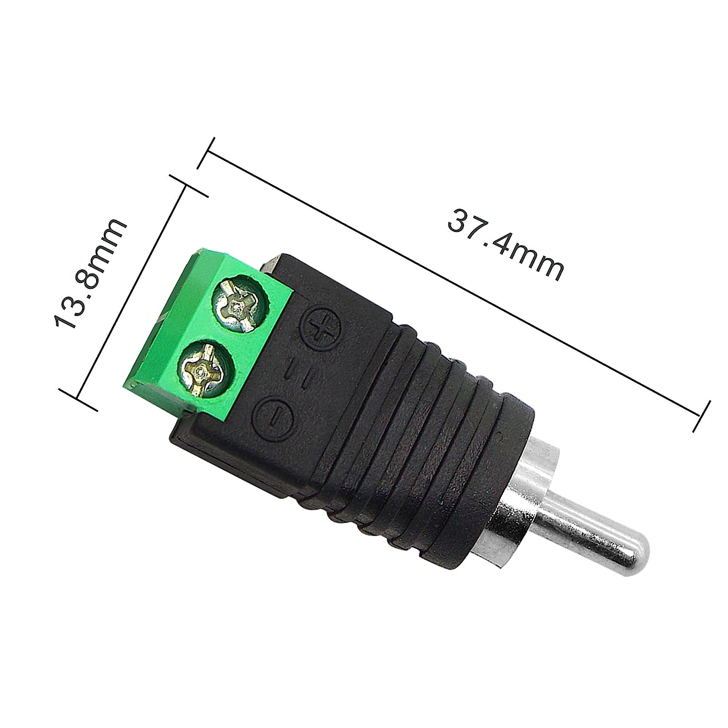 Conector RCA macho Terminal de tornillo  Negro