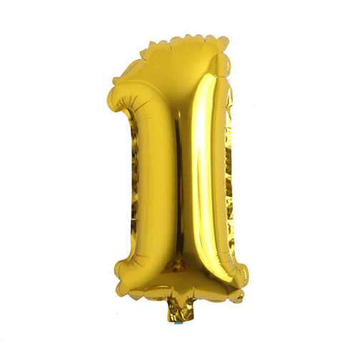 Globo de cumpleaños numero 1 45 cm Dorado