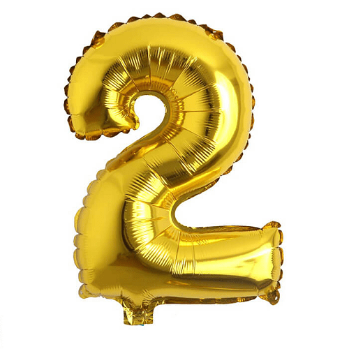 Globo de cumpleaños numero 2 45 cm Dorado