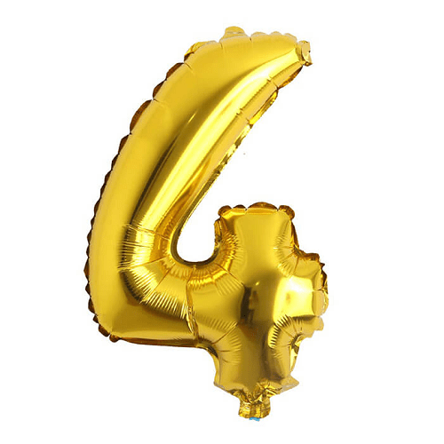 Globo de cumpleaños numero 4 45 cm Dorado